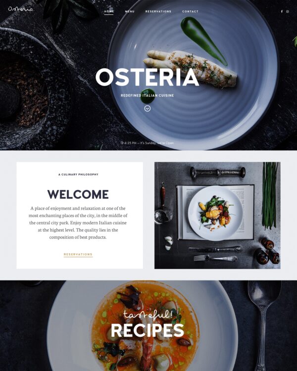 Osteria a restaurant and cafe WordPress theme