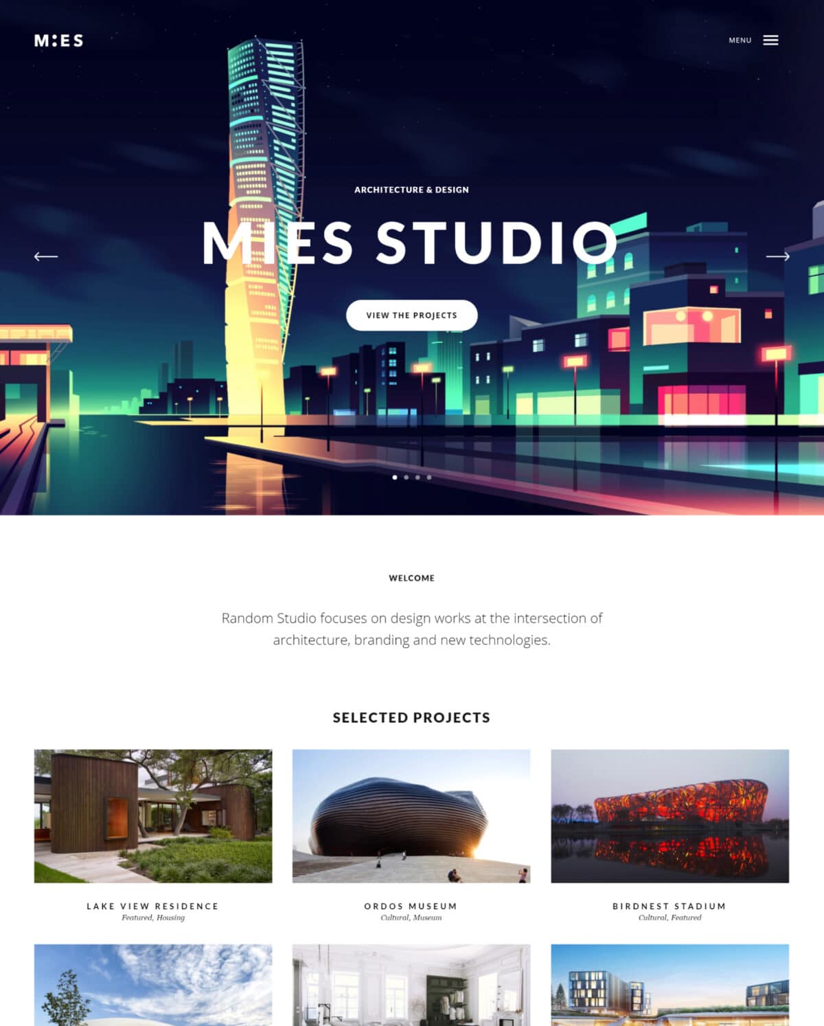 Mies Architecture WordPress theme Desktop View