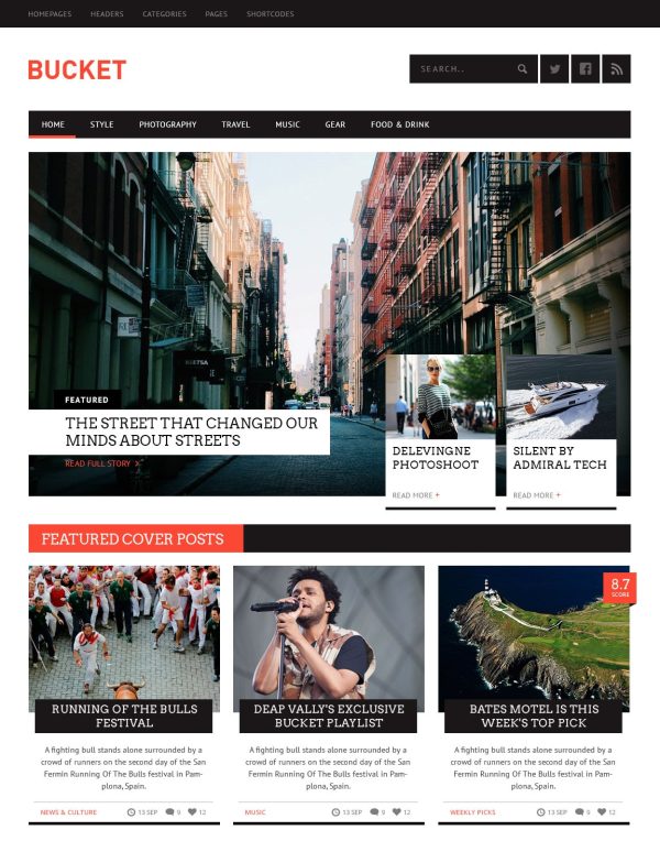Bucket a news WordPress theme
