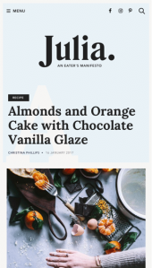 Julia a food blog WordPress theme Mobile Responsive