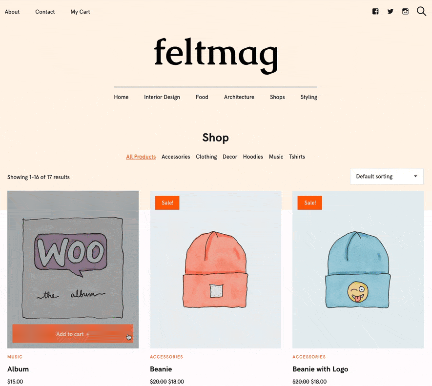 Felt theme with custom WooCommerce integration